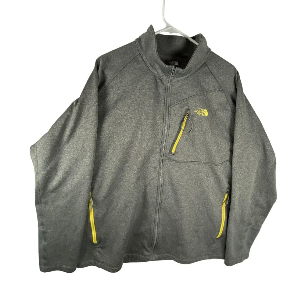 The North Face Canyonlands Jacket Mens 2XL Gray Yellow Fleece Lined Full Zip